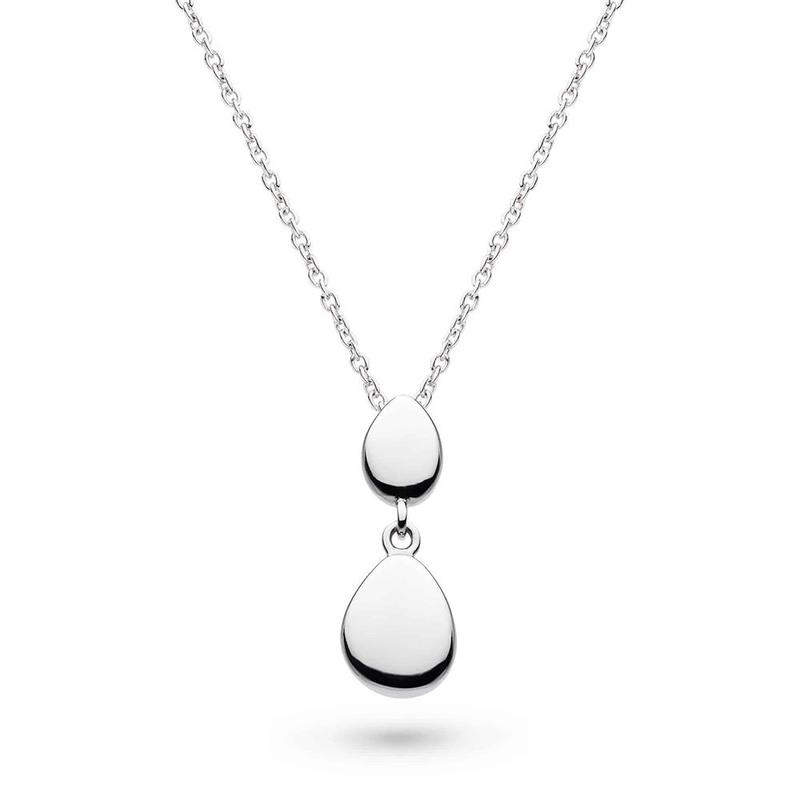 Pebbles Twin Droplet Silver Necklace