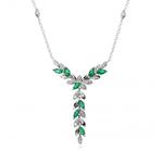 Diamond & Emerald Cascading Y-Shape Necklace