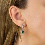 Green Teardrop Cubic Zirconia & Silver Earrings