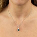 Green Pear Shape Diamonfire Silver Necklace