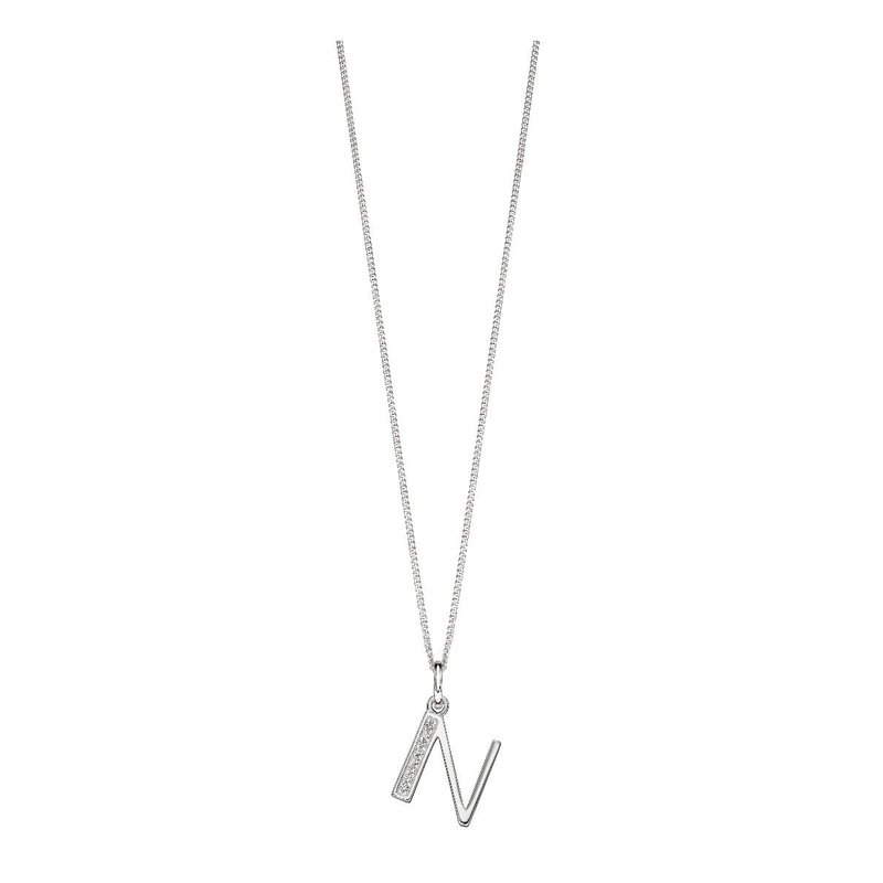 Initial 'N' Silver Pendant Necklace