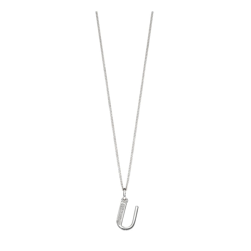 Initial 'U' Silver Pendant Necklace