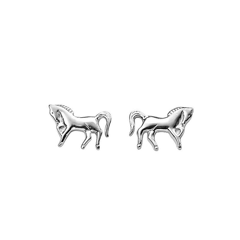 Horse Sterling Silver Stud Earrings