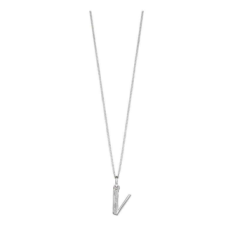 Initial 'V' Silver Pendant Necklace