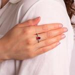 Pear Shape Red Diamonfire Silver Ring