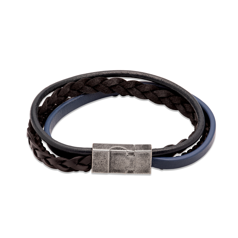 Unique & Co Black & Blue Leather Bracelet
