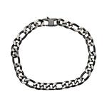 Figaro Chain Bracelet Polished Black IP Plating