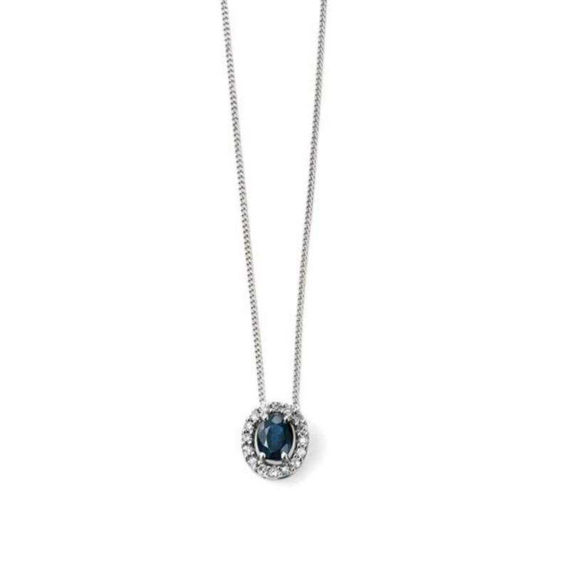 Oval Sapphire & Diamond Cluster Pendant