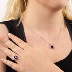Oval Sapphire & Cubic Zirconia Necklace