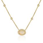 Oval Opal & Diamond Chain Necklace