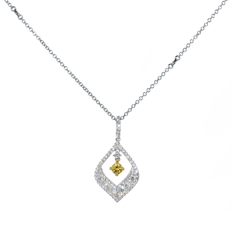 18ct White Gold Diamond Set Drop Pendant