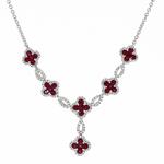 Ruby & Diamond Six Flower 18ct Gold Necklace