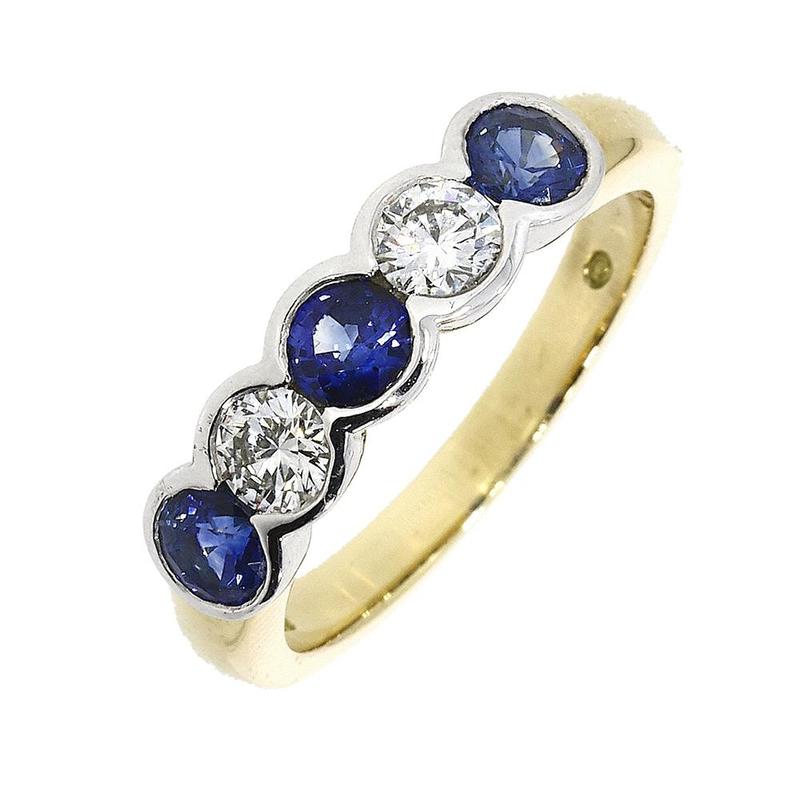 Sapphire & Diamond Five Stone 18ct Gold Ring | Bradley Hatch