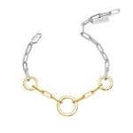 Open Circle Chain Link Silver Bracelet Gold Plate