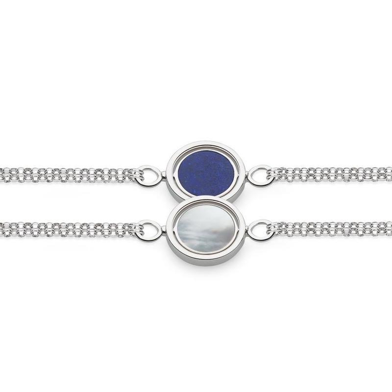 Lapis & Mother of Pearl Spinner Silver Bracelet