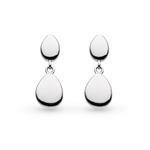 Pebble Twin Droplet Drop Silver Earrings