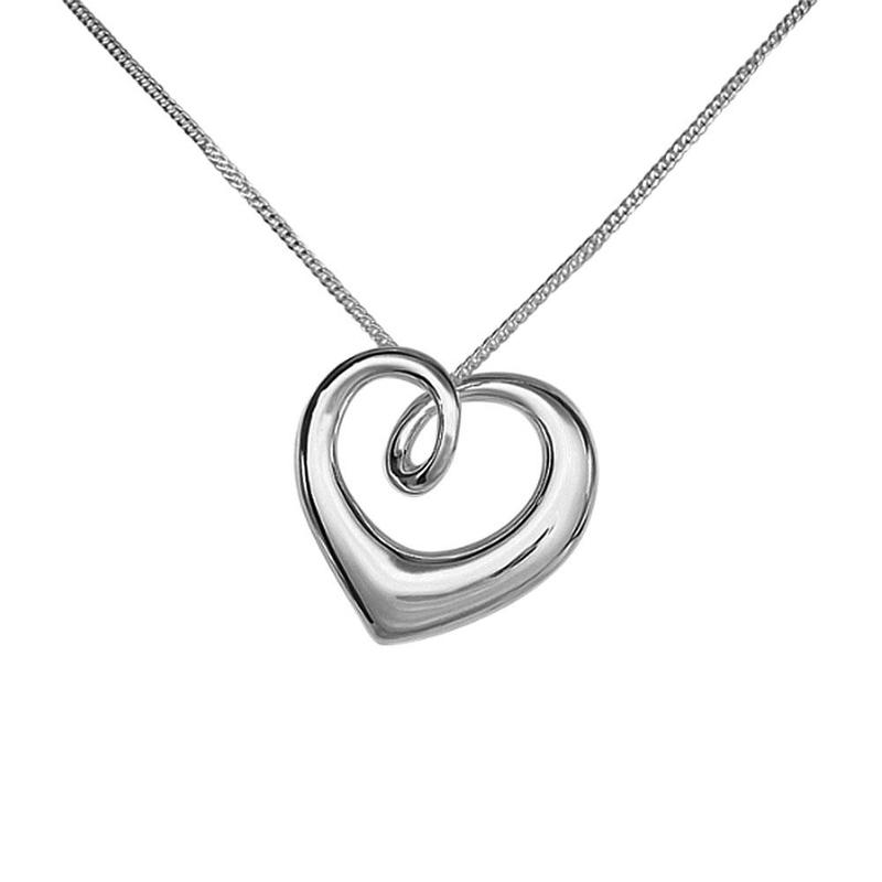 Sterling Silver Curly Heart Pendant