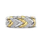 Braided Two Tone Cubic Zirconia Silver Ring