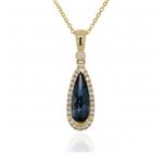 London Blue Topaz & Diamond 9ct Pendant Necklace