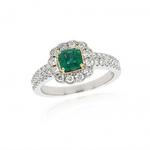 Ring Emerald & 0.40ct Diamond Cluster 18ct Ring