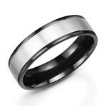 6mm 9ct White Gold & Black Zirconium Wedding Ring