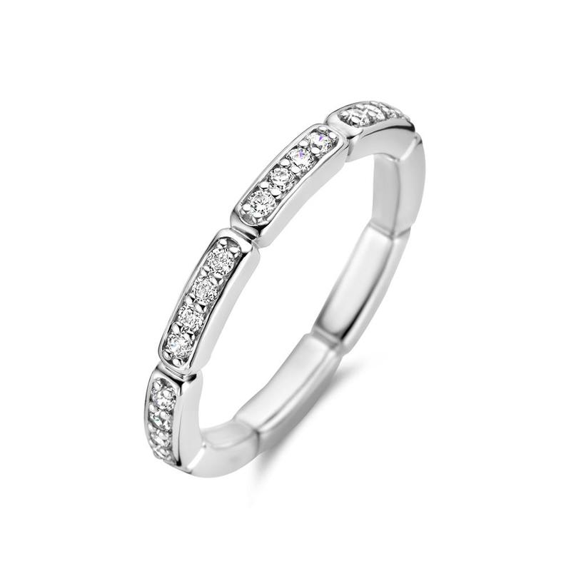 Rectangular Section Cubic Zirconia & Silver Ring
