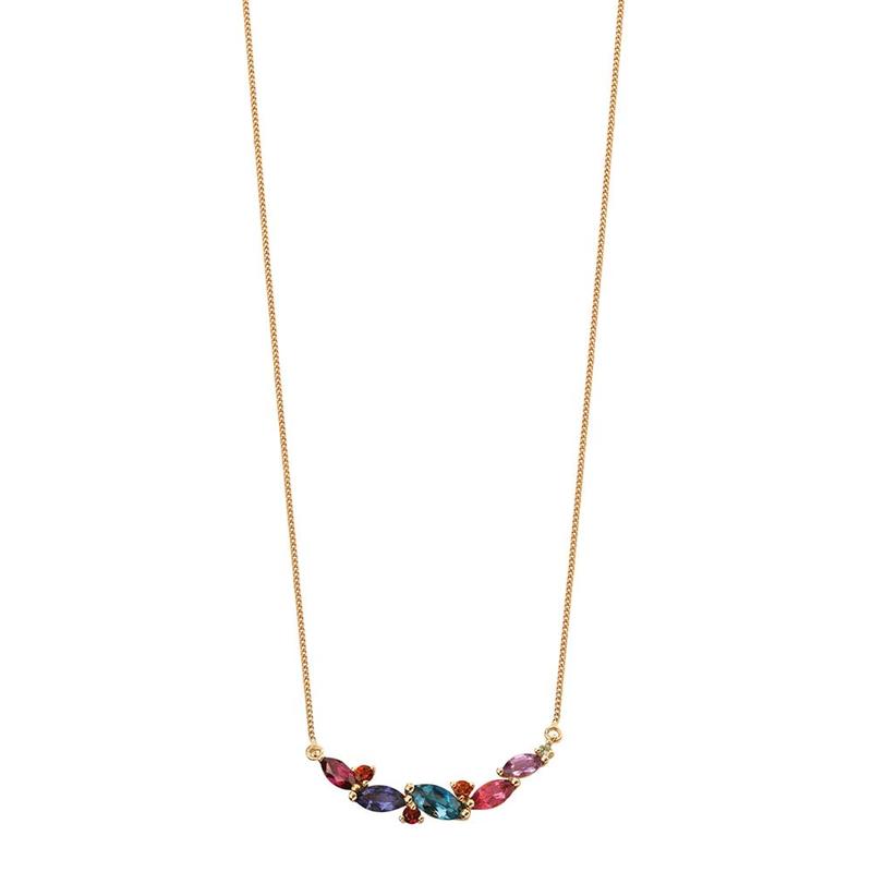 9ct Yellow Gold Multi Stone Set Necklace