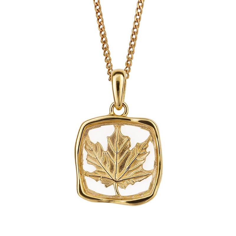 Enclosed Leaf Silver Pendant with Gold Plating