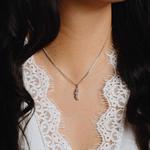 Cubic Zirconia Cluster Silver Necklace