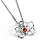 Pansy Cognac Amber & Silver Necklace