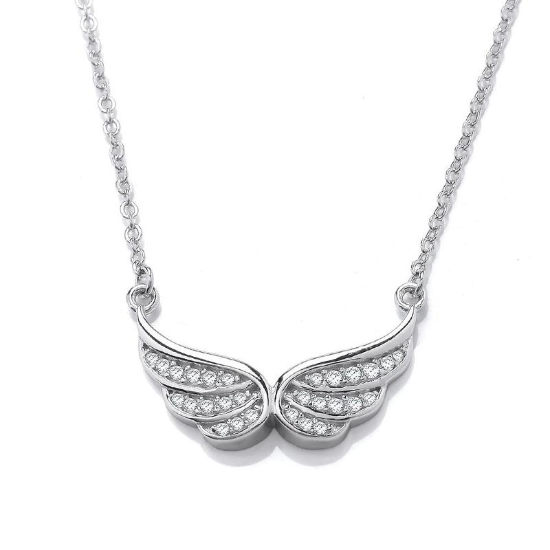 Silver & Cubic Zirconia Angel Wings Necklace