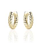 13.5mm Rope Design Gold Plated Silver Hoops