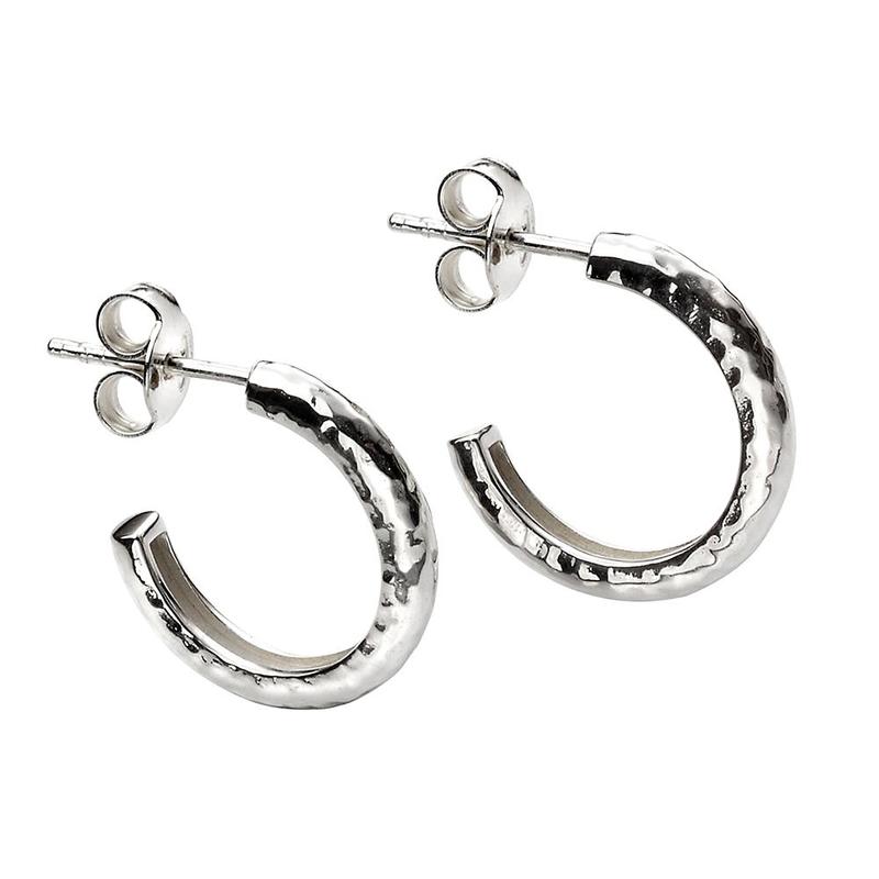 Half Hoop Hammered Silver Earrings