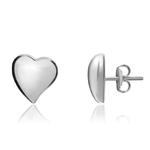 9ct White Gold Polished Heart Stud Earrings