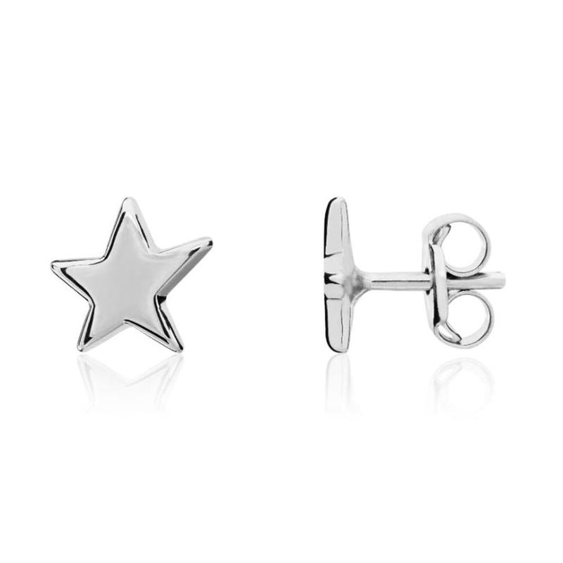 9ct White Gold Polished Star Stud Earrings
