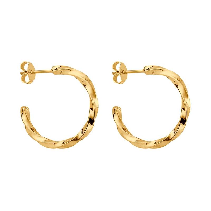 Twisted 3/4 Hoop Earrings With Yellow Gold Plating