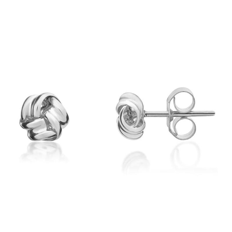 9ct White Gold Small Ribbon Knot Stud Earrings
