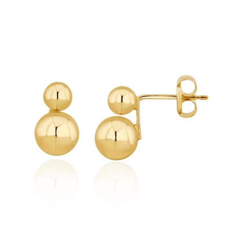 9ct Yellow Gold Double Ball Polished Stud Earrings