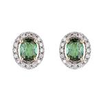 Oval Green Tourmaline & Diamond 9ct Stud Earrings