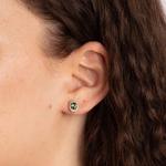Oval Green Tourmaline & Diamond 9ct Stud Earrings