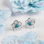 Pansy Turquoise & Silver Stud Earrings