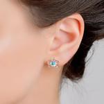 Pansy Turquoise & Silver Stud Earrings