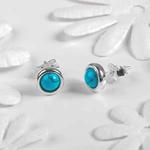 Turquoise Round Silver Stud Earrings