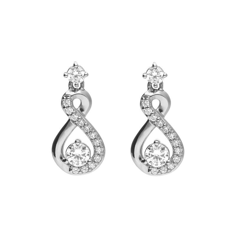 Infinity Silver & Cubic Zirconia Drop Earrings