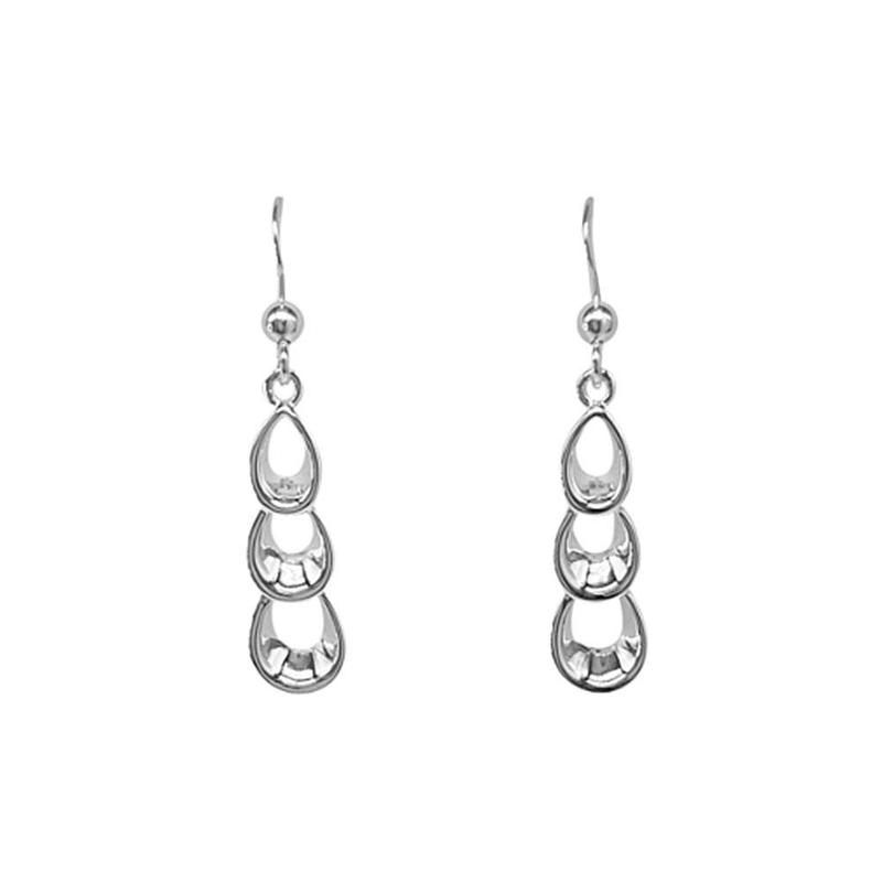 Sterling Silver 3D Pear Drop Earrings