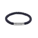 Unique&Co Navy Blue Leather Braided Bracelet