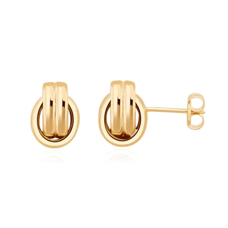 Two Row Oval Knot 9ct Gold Stud Earrings