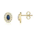 Oval Sapphire & Diamond Cluster 9ct Stud Earrings