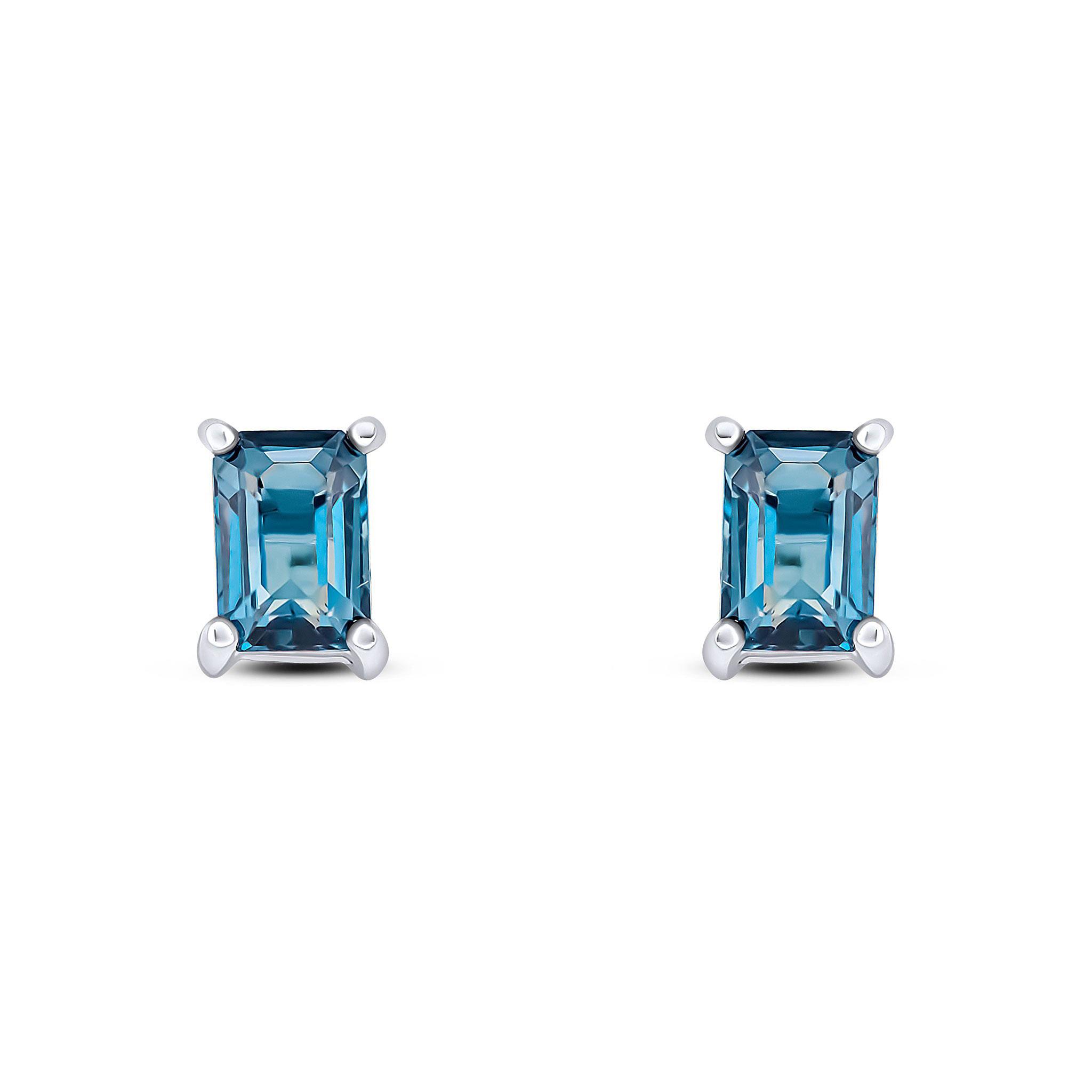 Octagonal London Blue Topaz 9ct White Gold Studs | Bradley Hatch