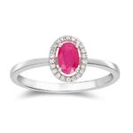 Oval Ruby & Diamond Halo Cluster 9ct Ring